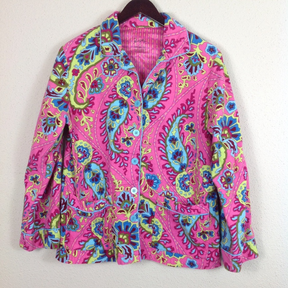 Nick & Nora Pink Paisley Classic Pajama Top - Picture 2 of 6